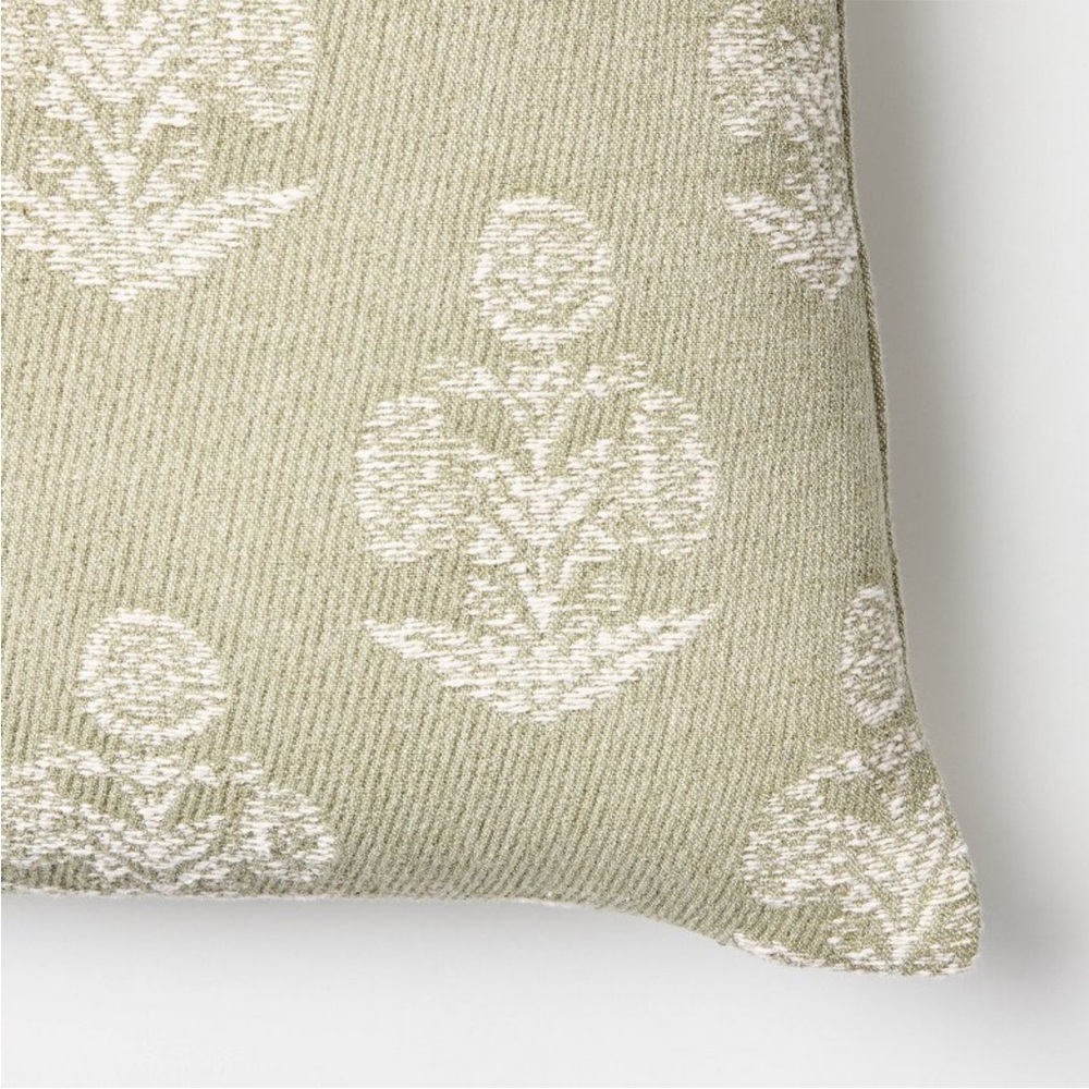 STUDIO MCGEE NWT woven block print square throw pillow -light sage/cream - Picture 3 of 7